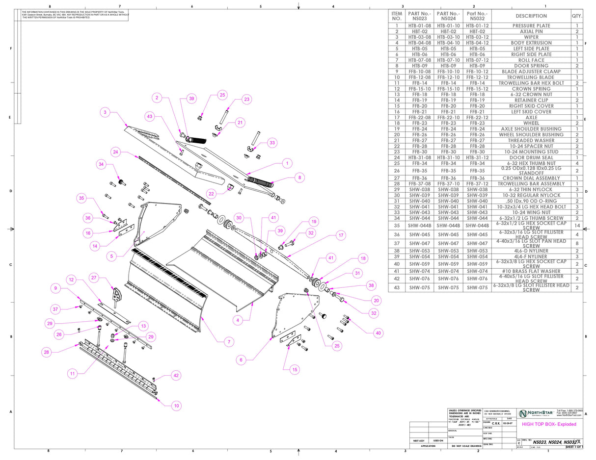 Northstar Flat Box Repair Parts