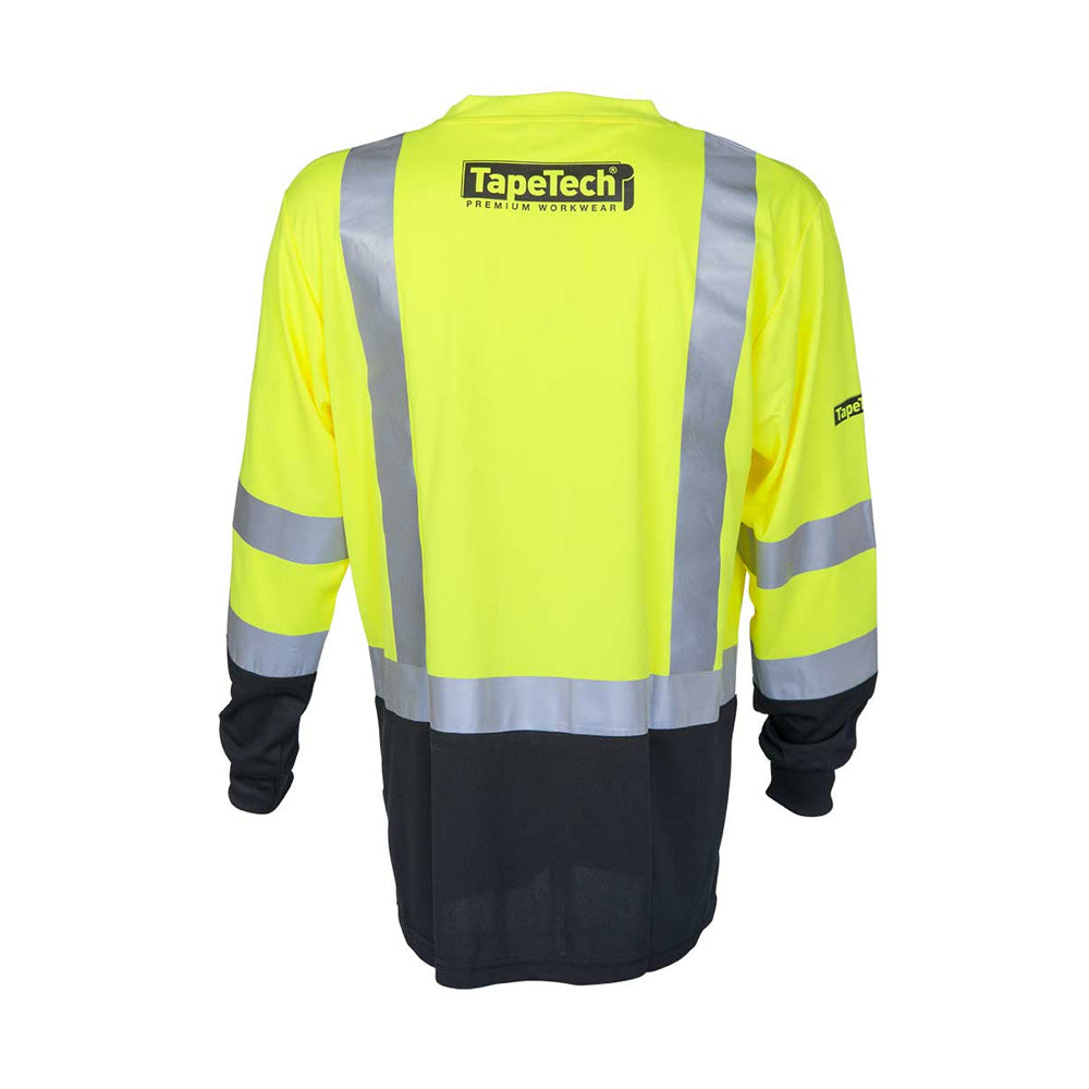TapeTech HiVis Long-Sleeved Taped Safety Shirt with a Black Bottom