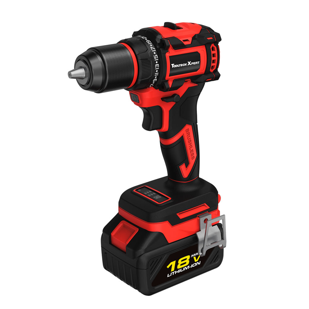 ToolTech Xpert 20V Cordless Brushless Drill w/ 10mm Keyless Metal Chuck
