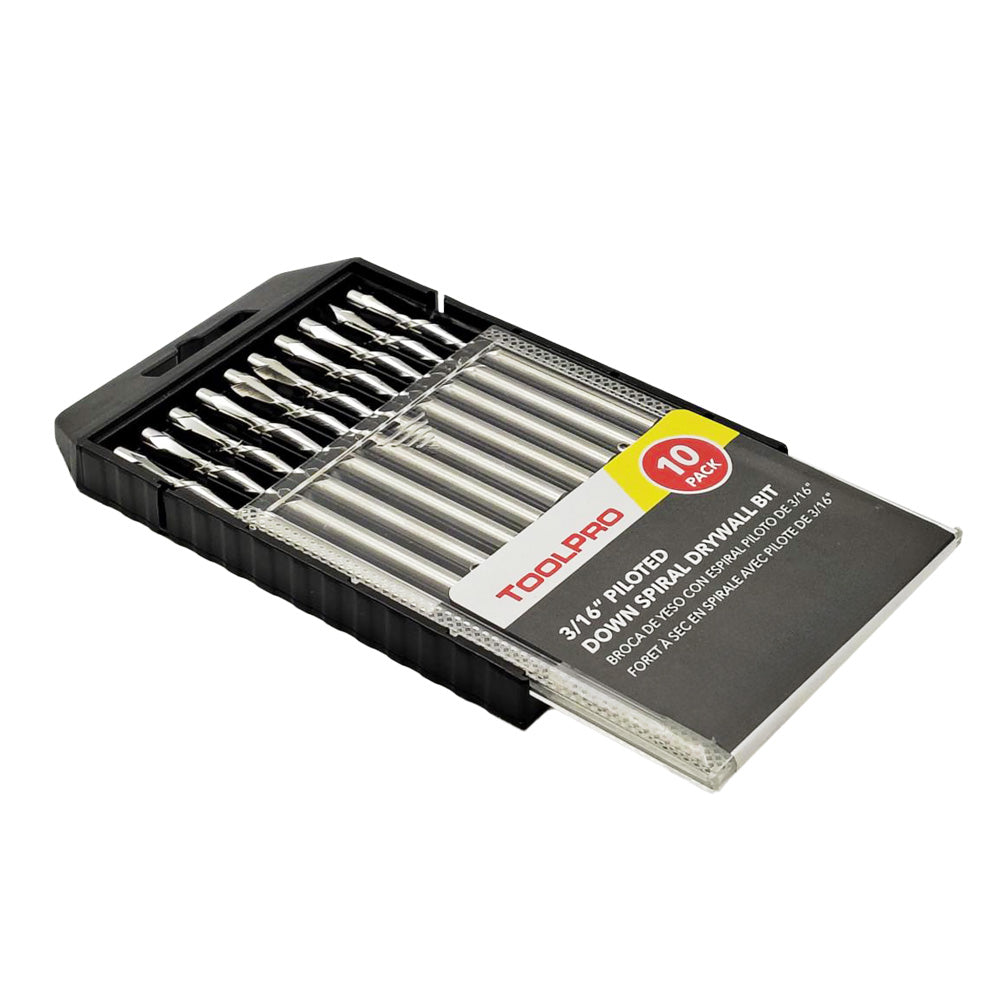 ToolPro 3/16 in. Piloted Down Spiral Cutout Bit - 10 Pack